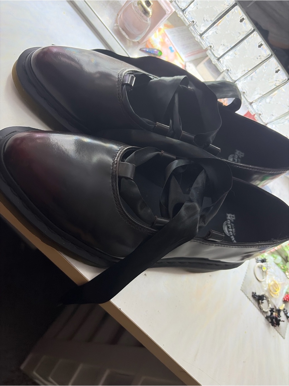 Dr. Martens Black Leather Ribbon Loafers